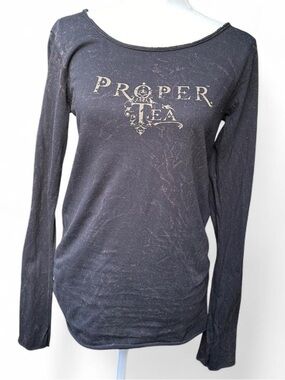 Women's Long Sleeve Black Graphic Tee